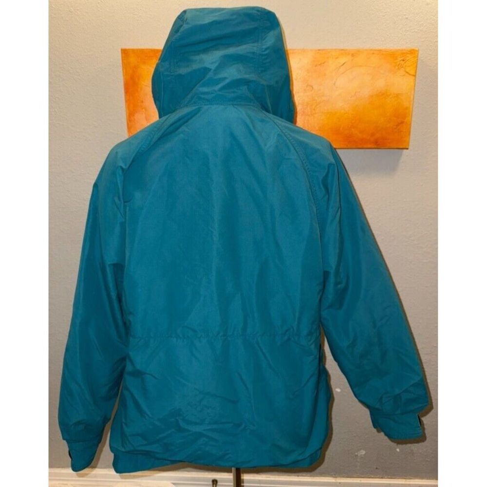 Vintage REI Womens Lined Overcoat Size 16 Blue Hooded Full Zip and Snap Pockets - Picture 3 of 14